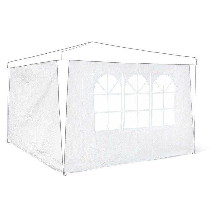 Set 2 pereti laterali pentru pavilion Relaxdays, alb, 190x290cm, impermeabili, cu fereastra PVC