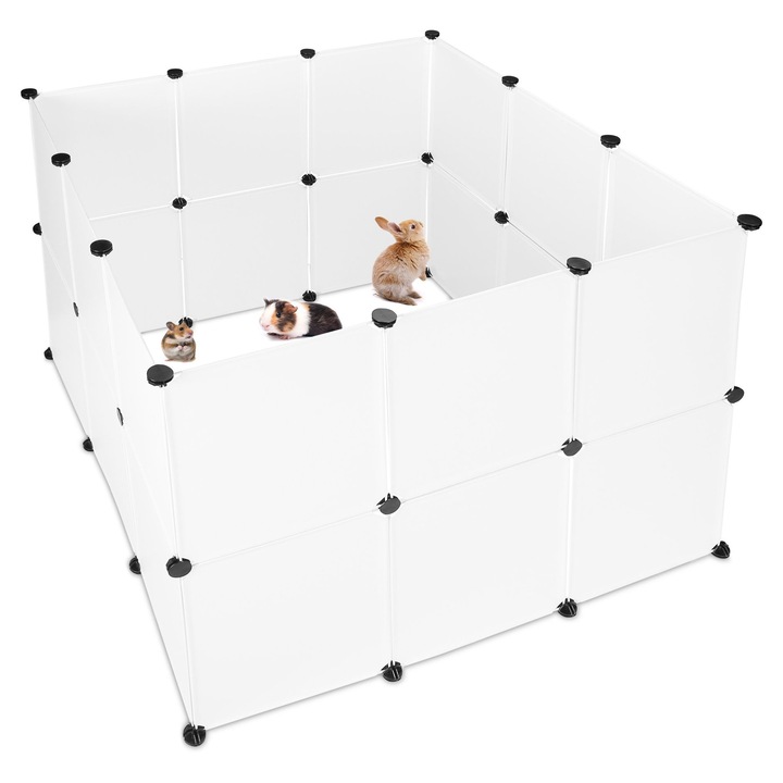 Colivie pentru animale mici Relaxdays, alb, 92x110x110 cm, set cu 24 placi de grilaj