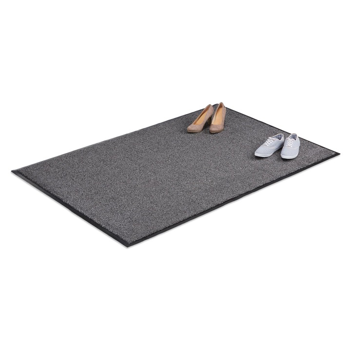 Relaxdays bejárati szőnyeg, szürke, 0.7x120x180 cm, szemcsés felület, PVC hátlap