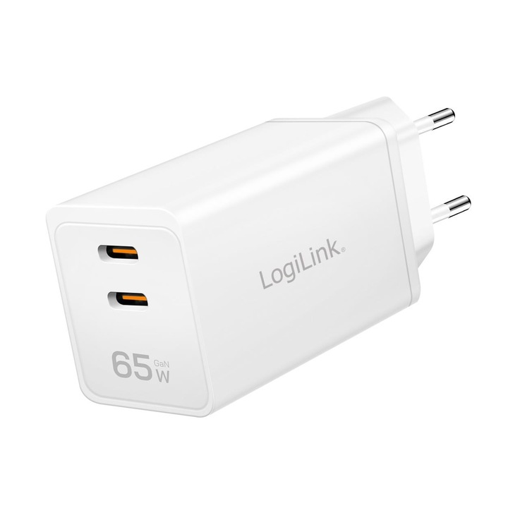 LogiLink PA0367 telefontöltő, 65W, 2x USB-C, fehér