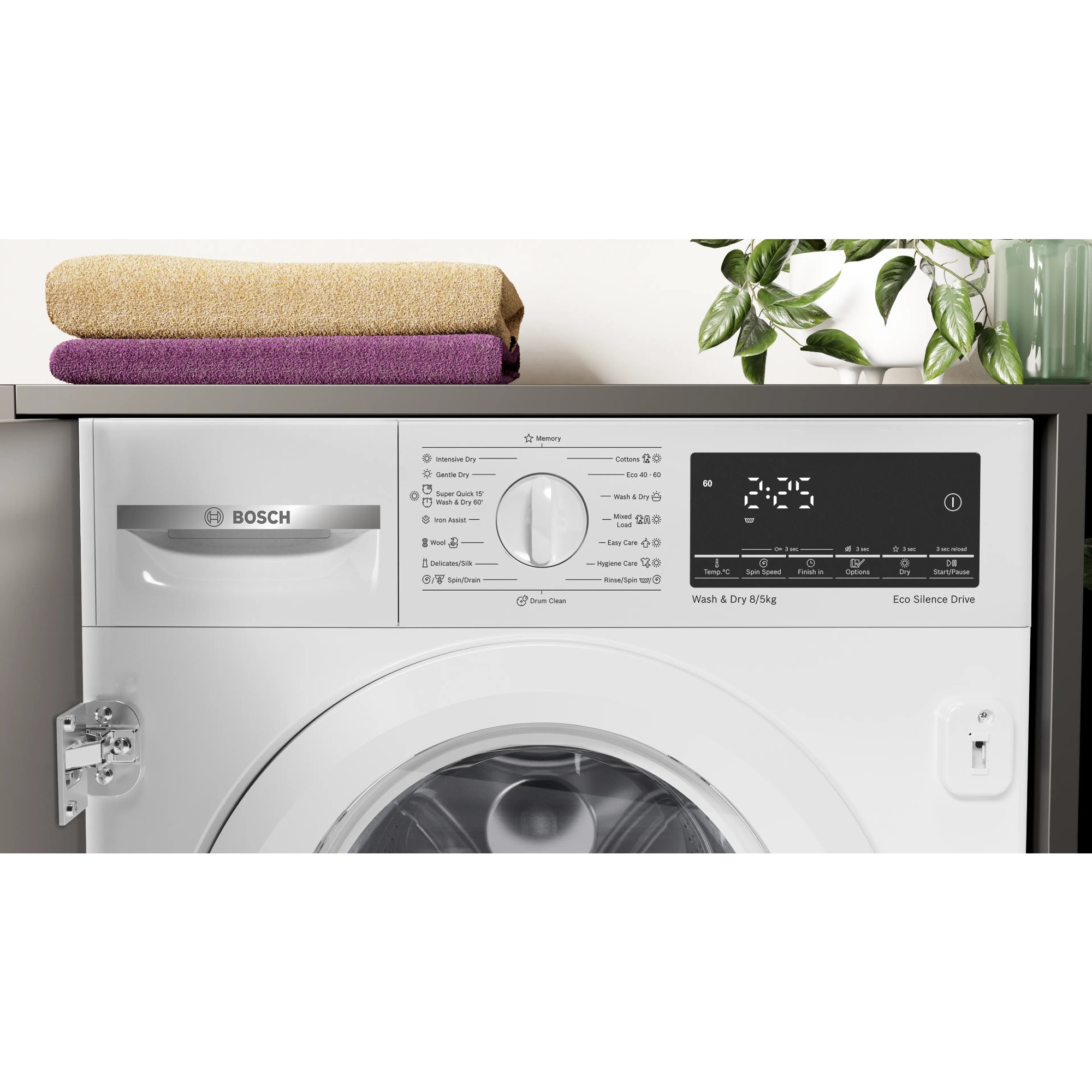 Masina de spalat rufe cu uscator Bosch Seria 6 WKD28490EU, 8/5 kg, Clasa E, SpeedPerfect, Siguranta copii, Iluminare tambur