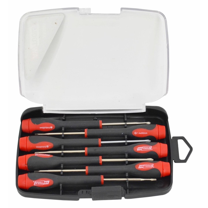 AWTOOLS precíziós csavarhúzó készlet, 7 részes, S2 acél, méret 130mm, súly 175g
