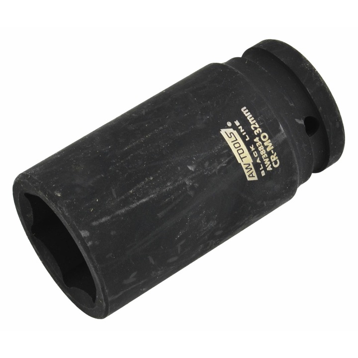 AWTOOLS 3/4" ütvecsavarozó dugókulcs, 27mm, hosszú, CrMo acél, fekete felület