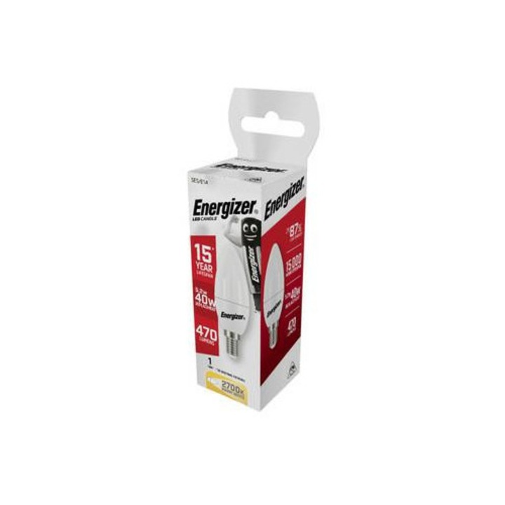 Energizer E14 LED izzó, 5.2W, 470lm, meleg fehér, 1 db-os szett.