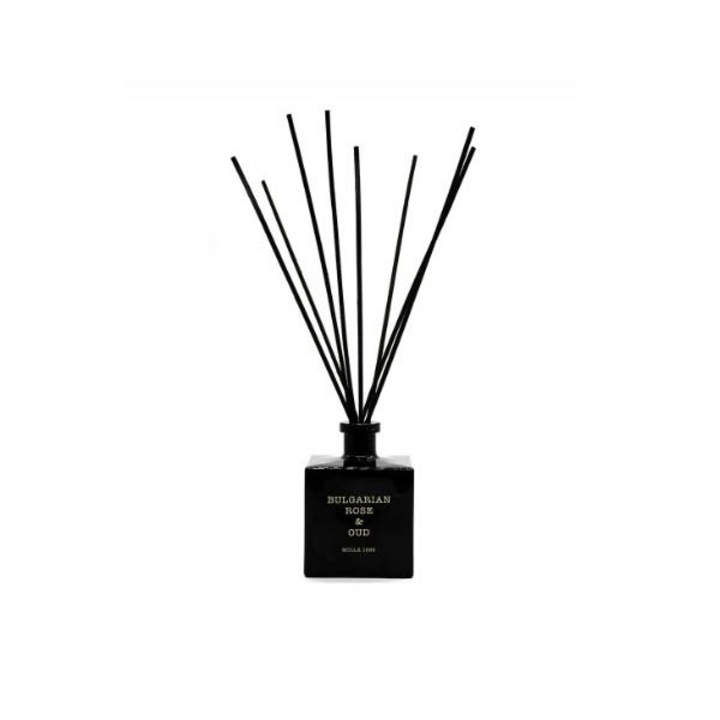 Cereria Molla bolgár rózsa és oud illatdiffúzor, 500ml, fekete, rattan pálcákkal