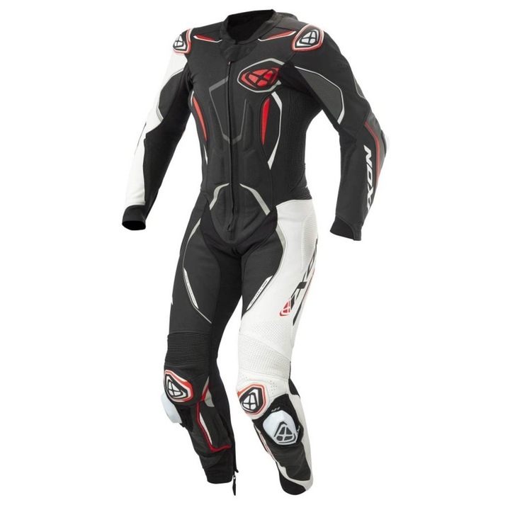 Costum (combinezon) motociclete barbati piele Ixon vara model Demonio culoare: negru/alb/rosu - Negru/alb/rosu, XL