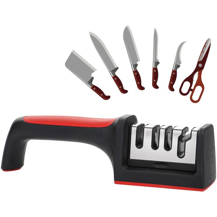 Ascutitoare manuala pentru cutite, ergonomic, baza antiderapanta, dimensiuni compacte