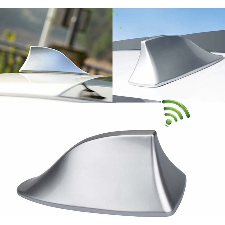 Antena auto tip fin de rechin, imbunatatire semnal FM/AM, impermeabila, 9.8x5.7cm