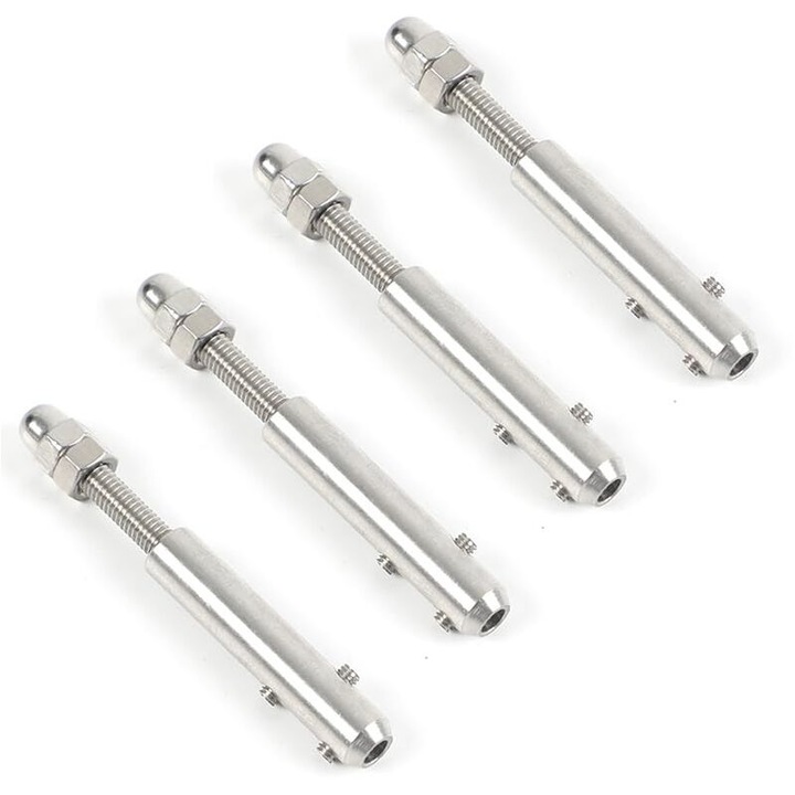 Cleme cablu din otel inoxidabil, set de 4, diametru 4-5 mm, surub M6 x 50 mm