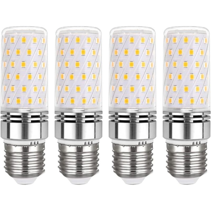 Bec LED E27, 16W, Hideg Fehér 6000K, 1450LM, 360°, 4 darabos szett, Méretek 32x108mm