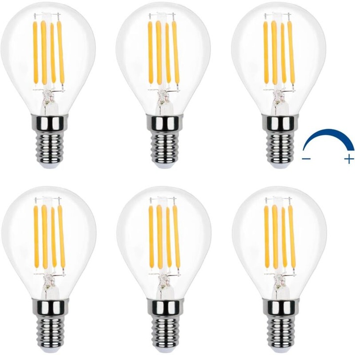 Bec LED E14 G45 4W 2700K szett 6 db