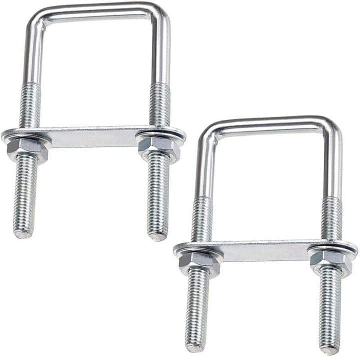 U-bolts din otel inoxidabil, 70x110mm, set de 2, cu piulita, placa de cadru si rondela