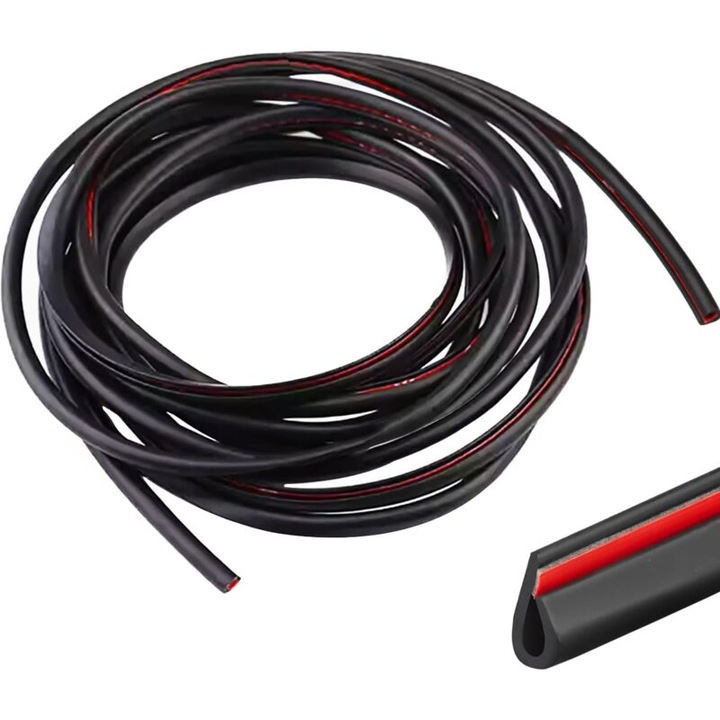 Protector de margine U pentru usa masinii, PVC rezistent la UV si abraziune, 10m, instalare usoara cu banda adeziva dubla fata.