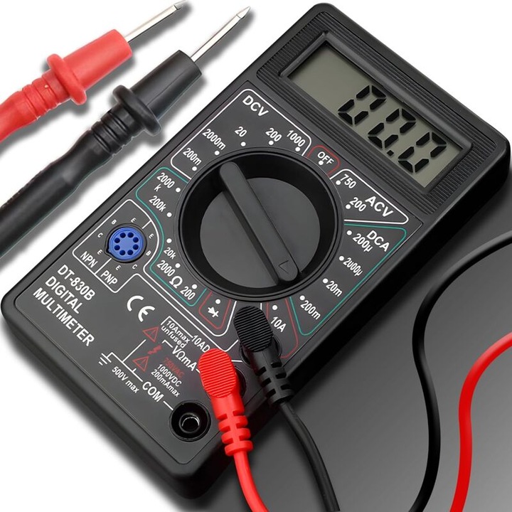 Multimetru digital, ohmmetru, ampermetru, voltmetru, AC/DC, plastic rezistent la impact