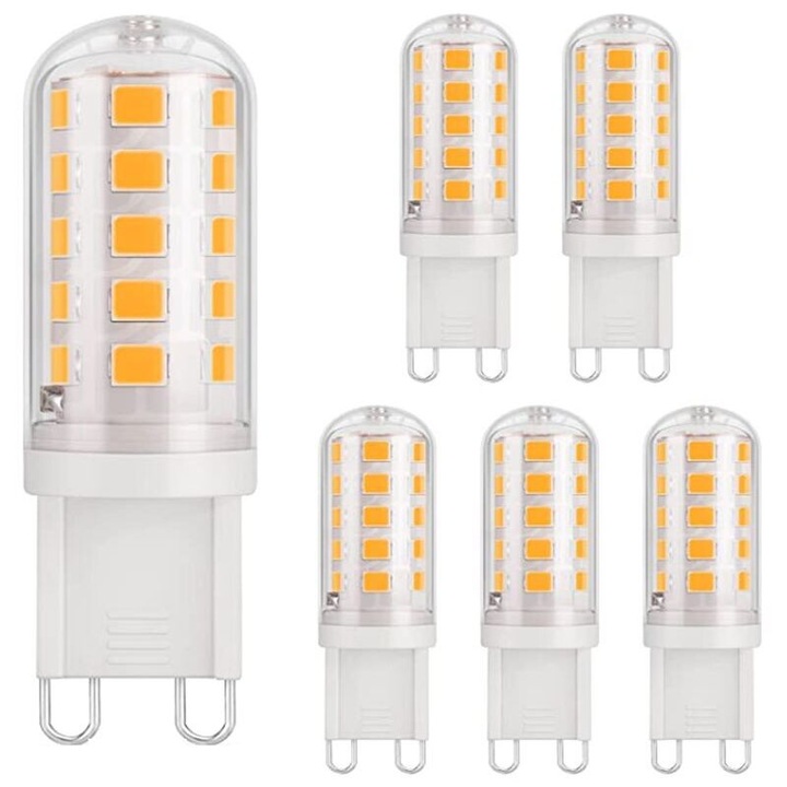 LED G9 izzó, 3W (40W-nak megfelelő), 430lm, 3000K, szabványos kerámia foglalat, méretek 5.4x5.4x3.4cm
