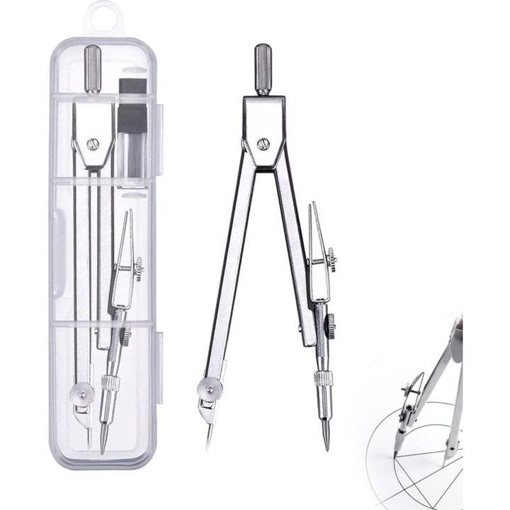 Compas profesional, instrumente de geometrie, 110mm, set cu rezerve