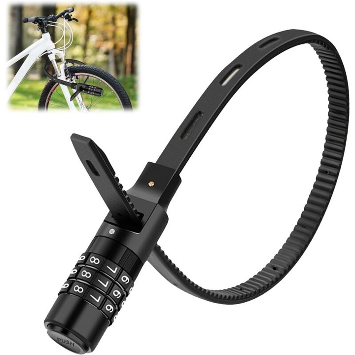 Cilindru antifurt bicicleta, 54cm, negru, 3 cifre, set