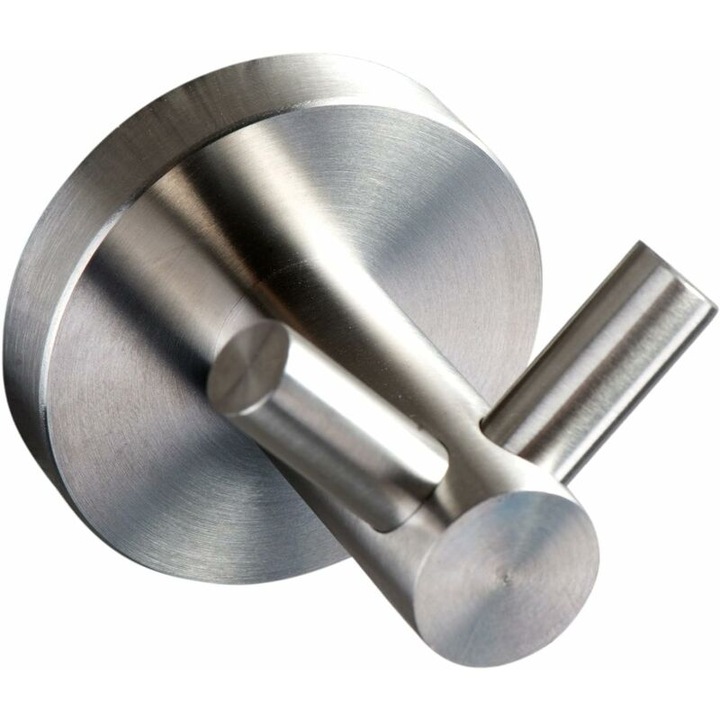 Suport de baie montat pe perete, inox 304, 2 carlige, 5x7.5cm