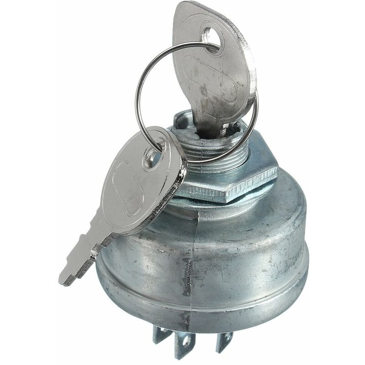 Intrerupator de contact pentru tractor/masina de tuns iarba 260818BM360, 5 pini, include 2 chei, aluminiu, argintiu