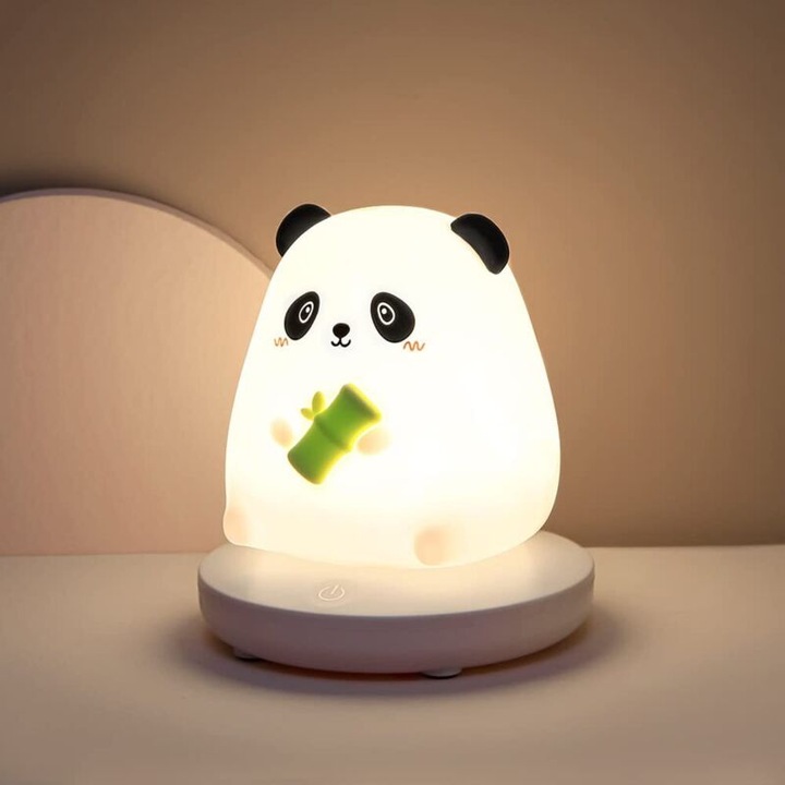 Lampa de veghe pentru copii, panda, 3 culori, silicon moale, dimensiuni mici