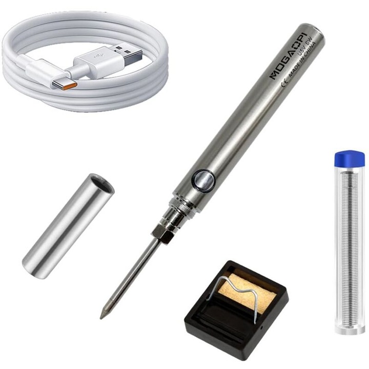 Kit de lipit USB, pistoale de lipit, temperatura ajustabila, din otel inoxidabil, portabil, mic