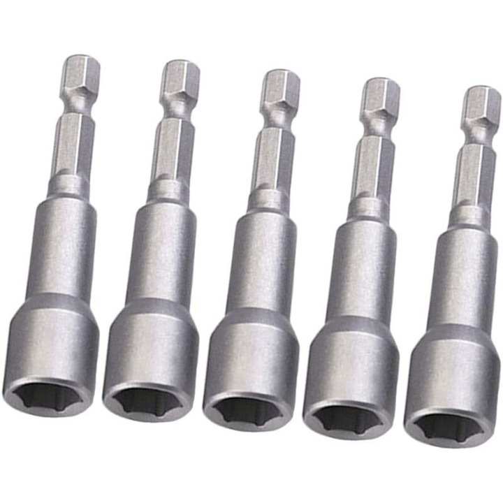 Set de adaptoare pentru surubelnite magnetice, 6mm, 5 piese, dimensiuni 65mm x 6mm