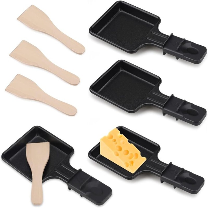 Tapadásmentes serpenyő szett 4 részes fa spatulákkal, hordozható méretek