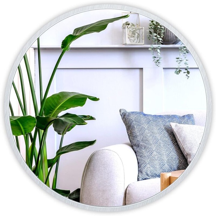 Oglinda rotunda, 40cm, design modern, sticla HD, pentru baie, living, dormitor