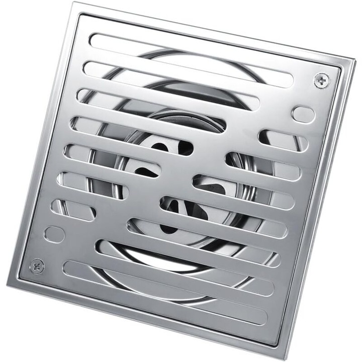 Sistem de scurgere, scurgere patrata din otel inoxidabil, rezistenta la mirosuri, pentru baie, capac detasabil