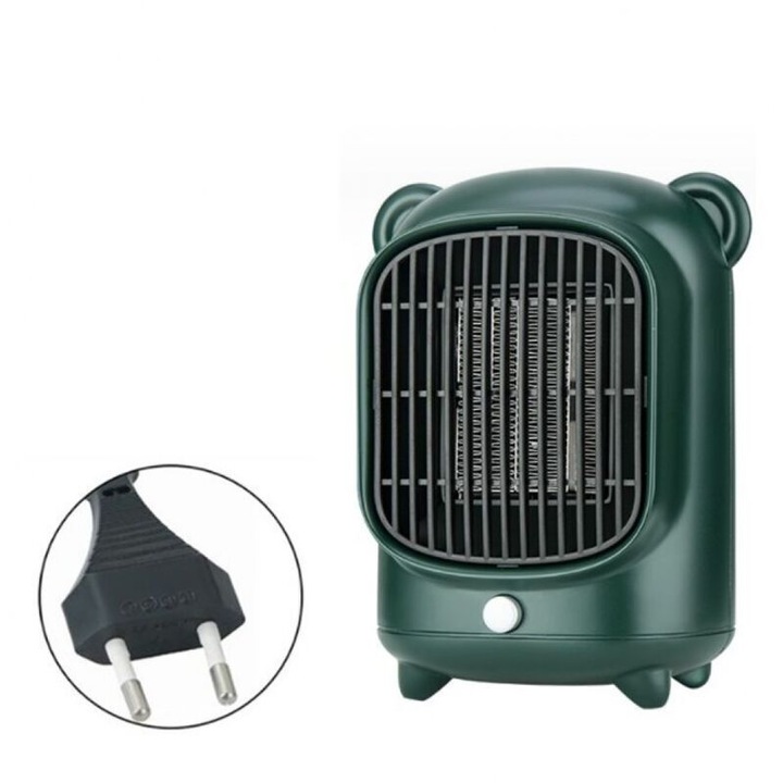 Hordozható elektromos hősugárzó 500W, kerámia, zöld, 139x106x190mm
