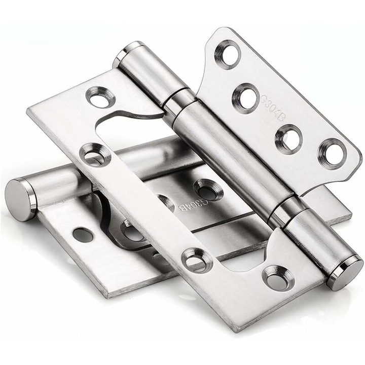 Rozsdamentes acél zsanérok, 100x75x2.3mm, 4 darabos készlet, ezüst