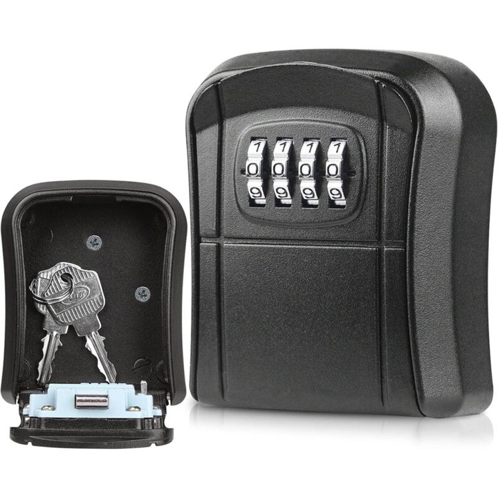Cutie pentru chei, 4 cifre combinatie, design compact, zinc aliaj, 94x80x36mm