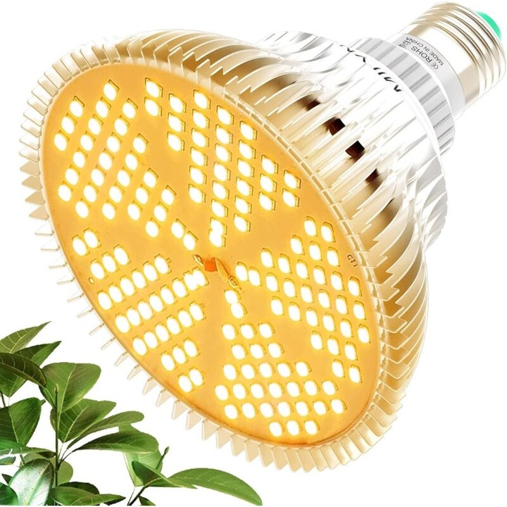 LED lámpa növényekhez, teljes spektrum, 150 LED, 30W, E27, fehér