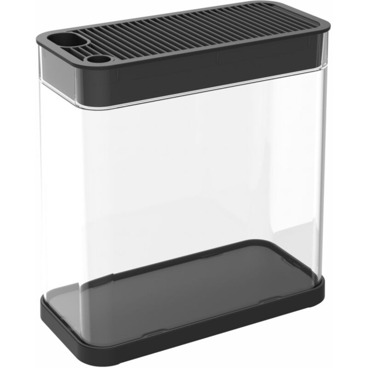 Suport tacamuri universal, 2 niveluri, plastic negru, pentru 16 cutite, 21.5x2.5cm