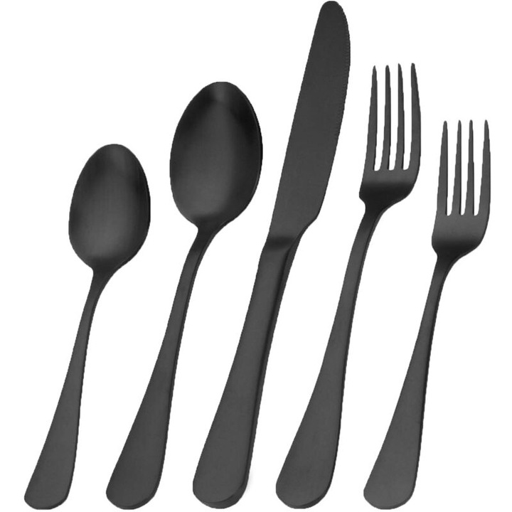 Set tacamuri 5 piese, otel inoxidabil negru, mat