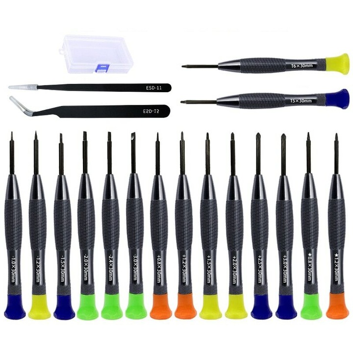 Set de 18 surubelnite multicolor pentru repararea telefoanelor, ochelarilor, ceasurilor