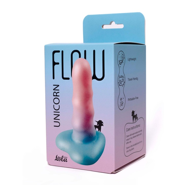 Dildo Compact Unicorn, Lola Games, spirala texturata, cu prindere puternica, multicolor, dimensiune universala