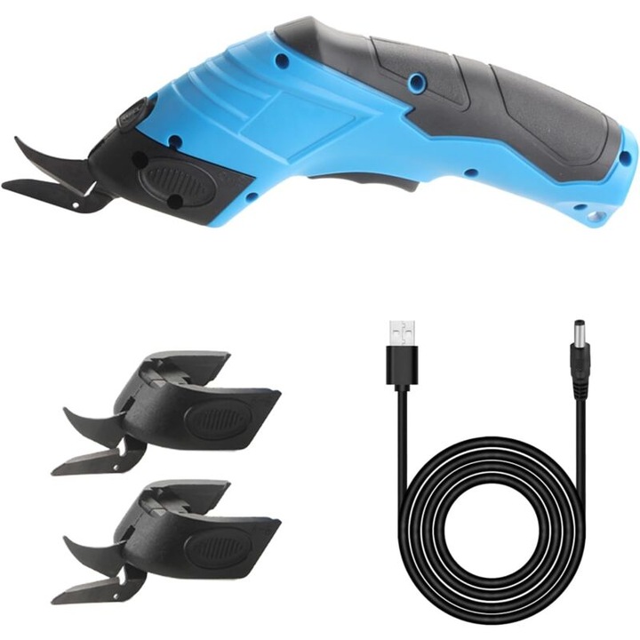 Foarfeca electrica 3.6V, taietor de tesaturi si carton, cu acumulator, design ergonomic, inclus cablu USB