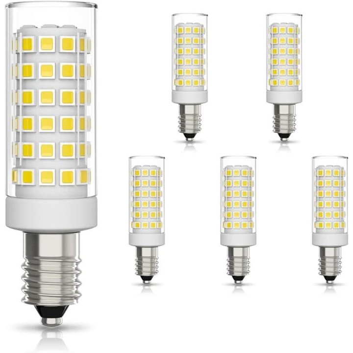 6 db E14 9W LED izzó készlet, hideg fehér 6000K, 360 fokos szög, 700lm