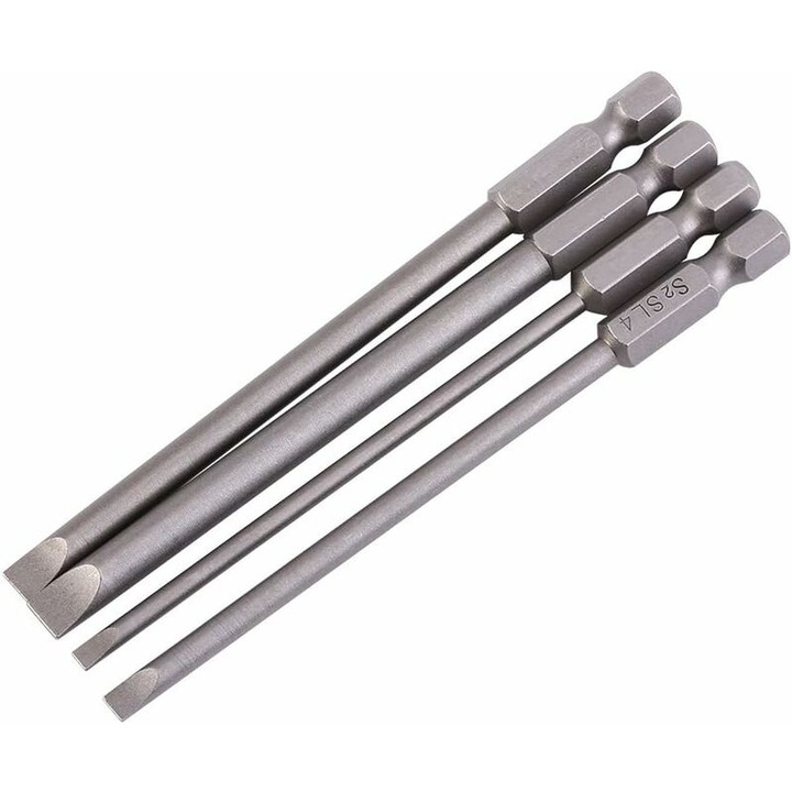 Set 4 bucati biti surubelnita plata magnetica S2, 3x100mm, 4x100mm, 5x100mm, 6x100mm