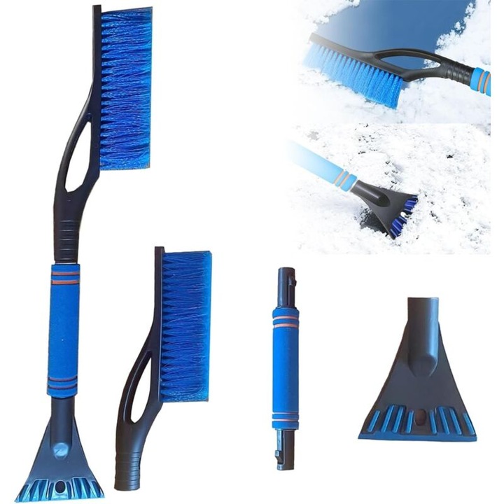 Razuitor de gheata si perie de zapada 2 in 1, negru, cu maner ergonomic, pentru curatarea masinii