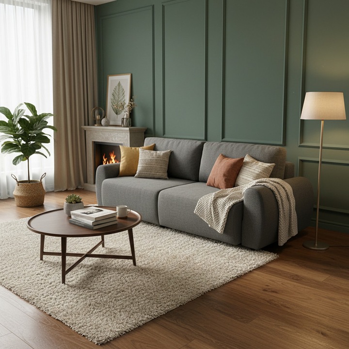 Canapea extensibila Hungie, gri, 3 locuri, 250x92x89 cm