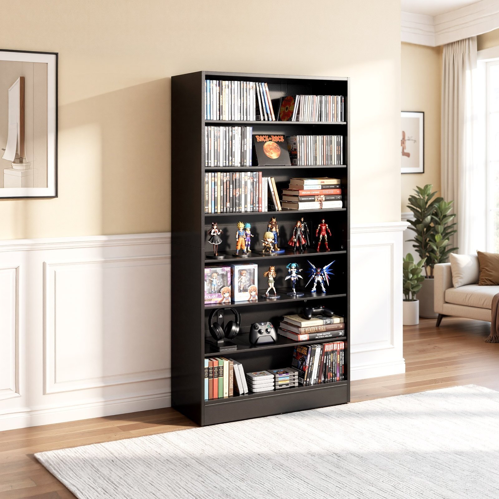 Biblioteca multimedia, Raft CD/DVD cu 7 etaje, Dimensiuni 70 x 30