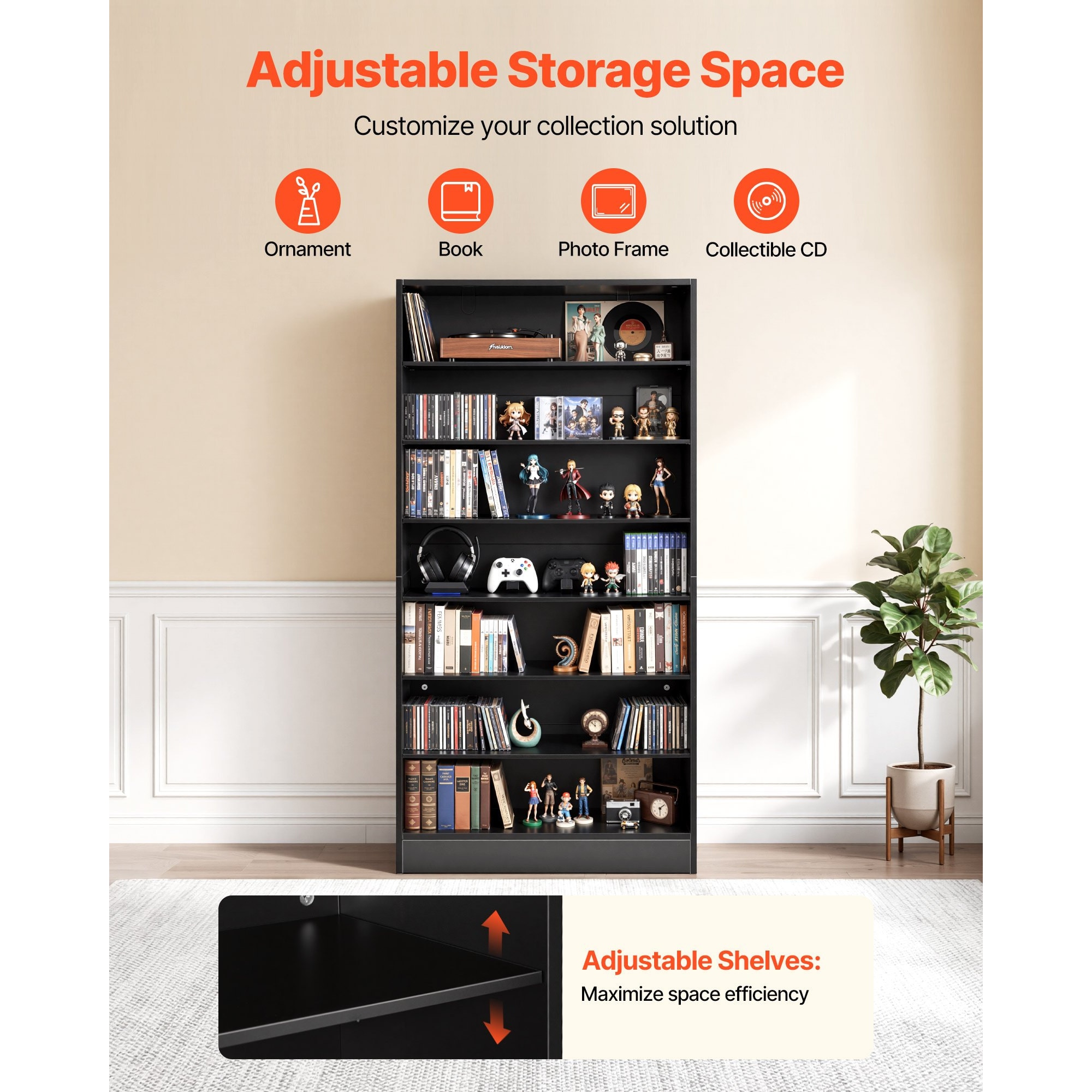 Biblioteca multimedia, Raft CD/DVD cu 7 etaje, Dimensiuni 70 x 30