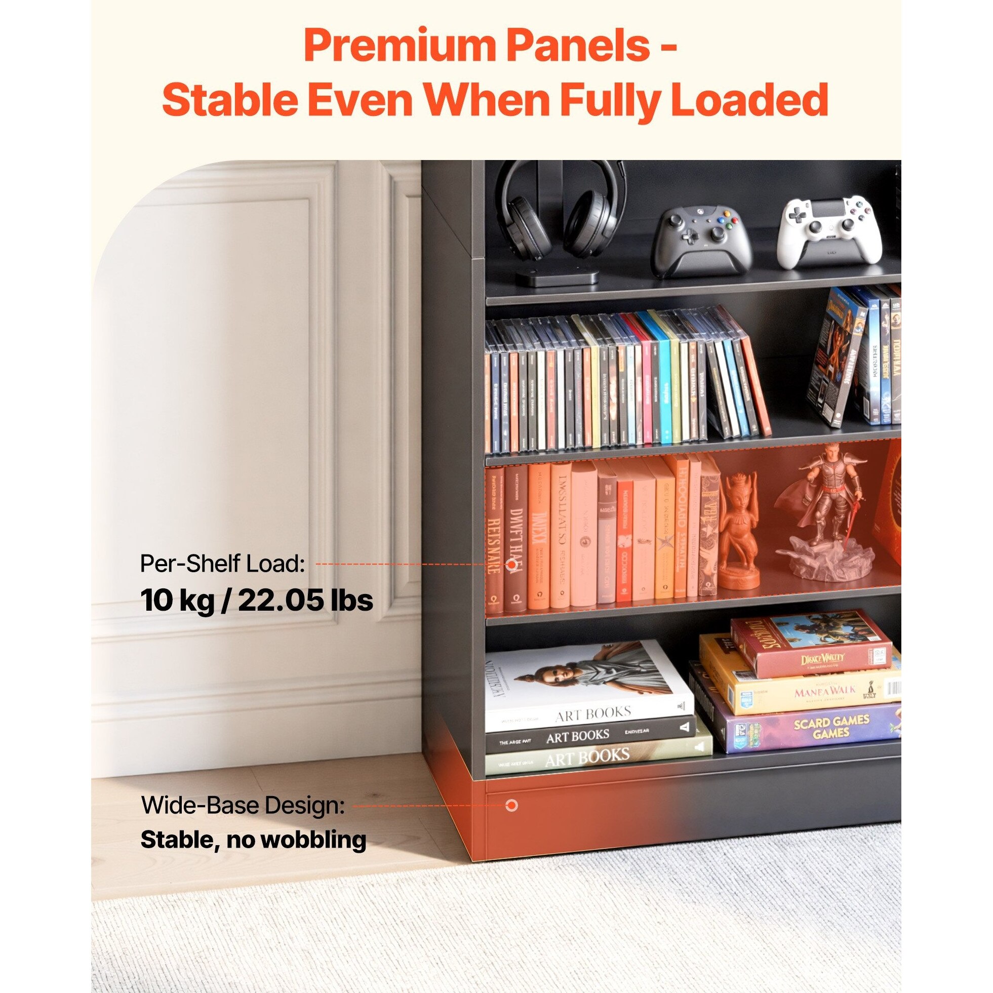 Biblioteca multimedia, Raft CD/DVD cu 7 etaje, Dimensiuni 70 x 30
