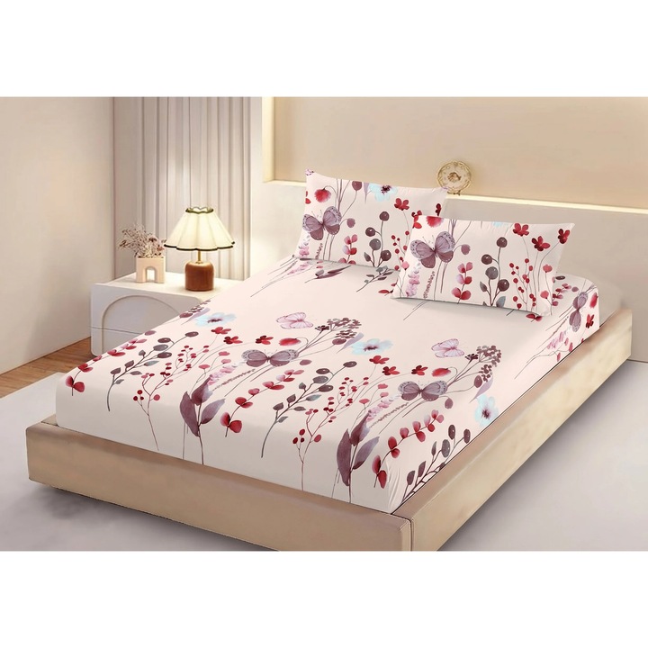 Set husa/cearceaf cu elastic Finet Gros NufJoy® pentru saltea 160x200 cm si 2 fete perna 50x70 cm HPRO20
