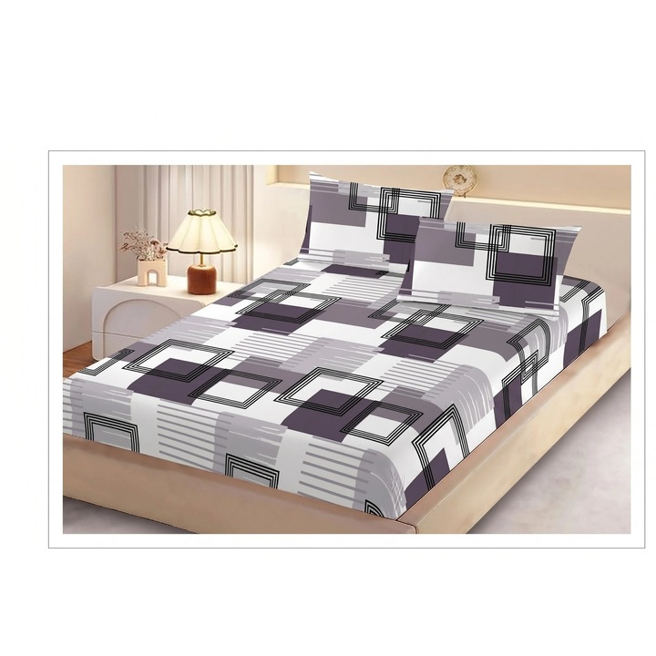 Set husa/cearceaf cu elastic Finet Gros NufJoy® pentru saltea 160x200 cm si 2 fete perna 50x70 cm HPRO21