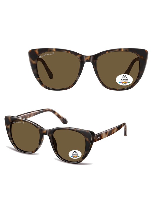Ochelari de soare dama Montana MP173B, kocie ochi, polarizati, maro, 51x18x48mm, set cu etui si laveta