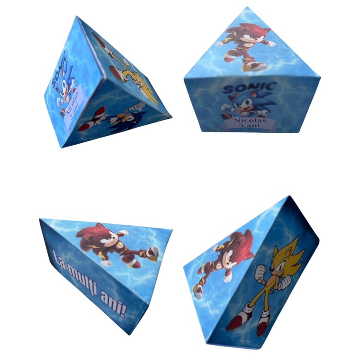 SUPERSONIC Set 5 buc Cutie de carton pentru felii de tort, personalizate cu nume, 11x8x6.5 cm