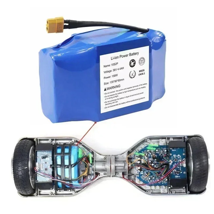 Acumulator hoverboard, Li-Ion 36 V, 4, 4 Ah 4400 mAh, 10S2P, Doar baterie, Certificat CE, Prismatic, Mov